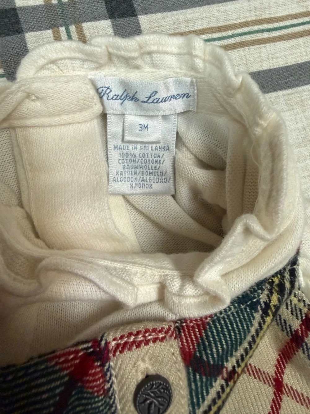 NWT ADORABLE! Ralph Lauren Baby Girl 3M Plaid Tartan Holiday Dress & Top Set